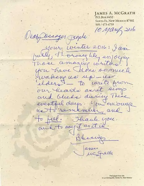 Handwritten letter from James McGrath